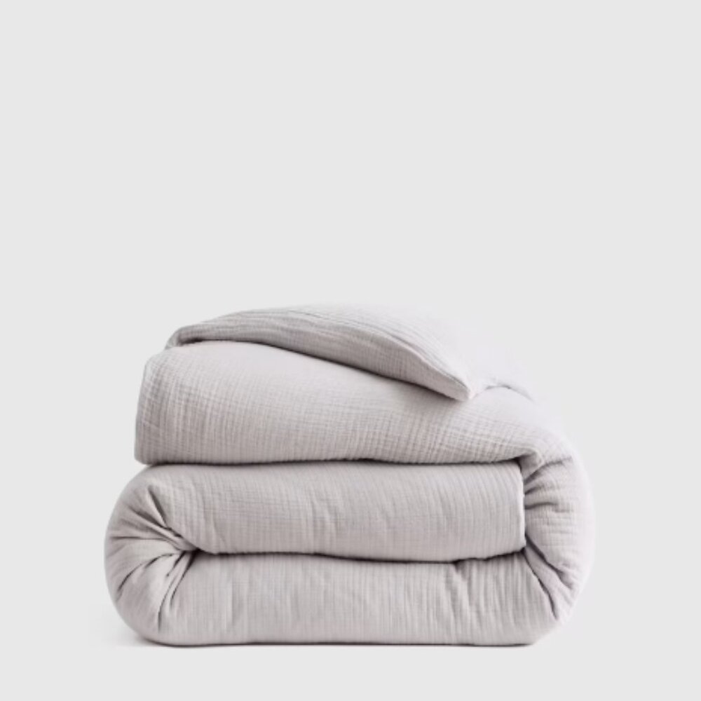 NWT Quince Organic Airy Gauze Duvet Cover - Fog Grey